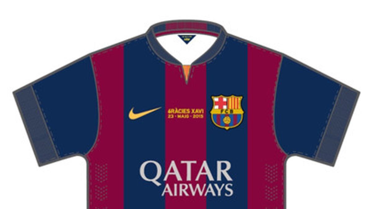 La camiseta en homenaje a Xavi que el Barça lucirá en el último partido de Liga.