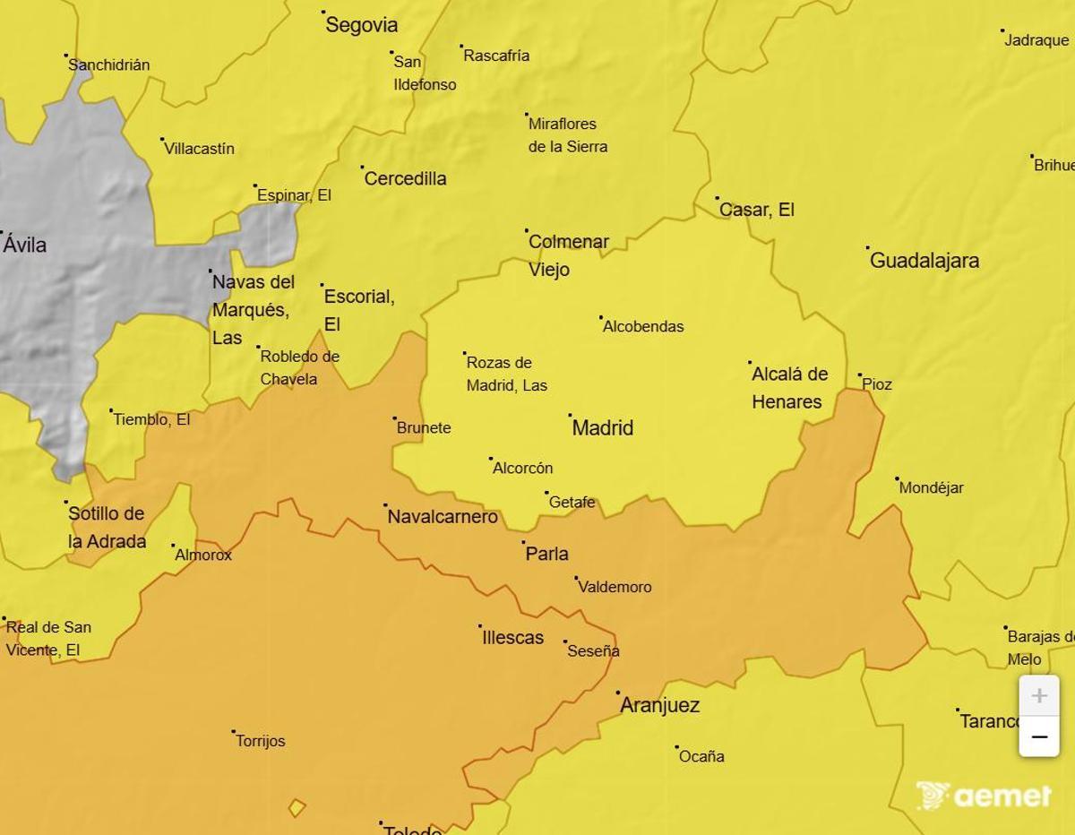 Mapa de los avisos por calor previstos para este jueves