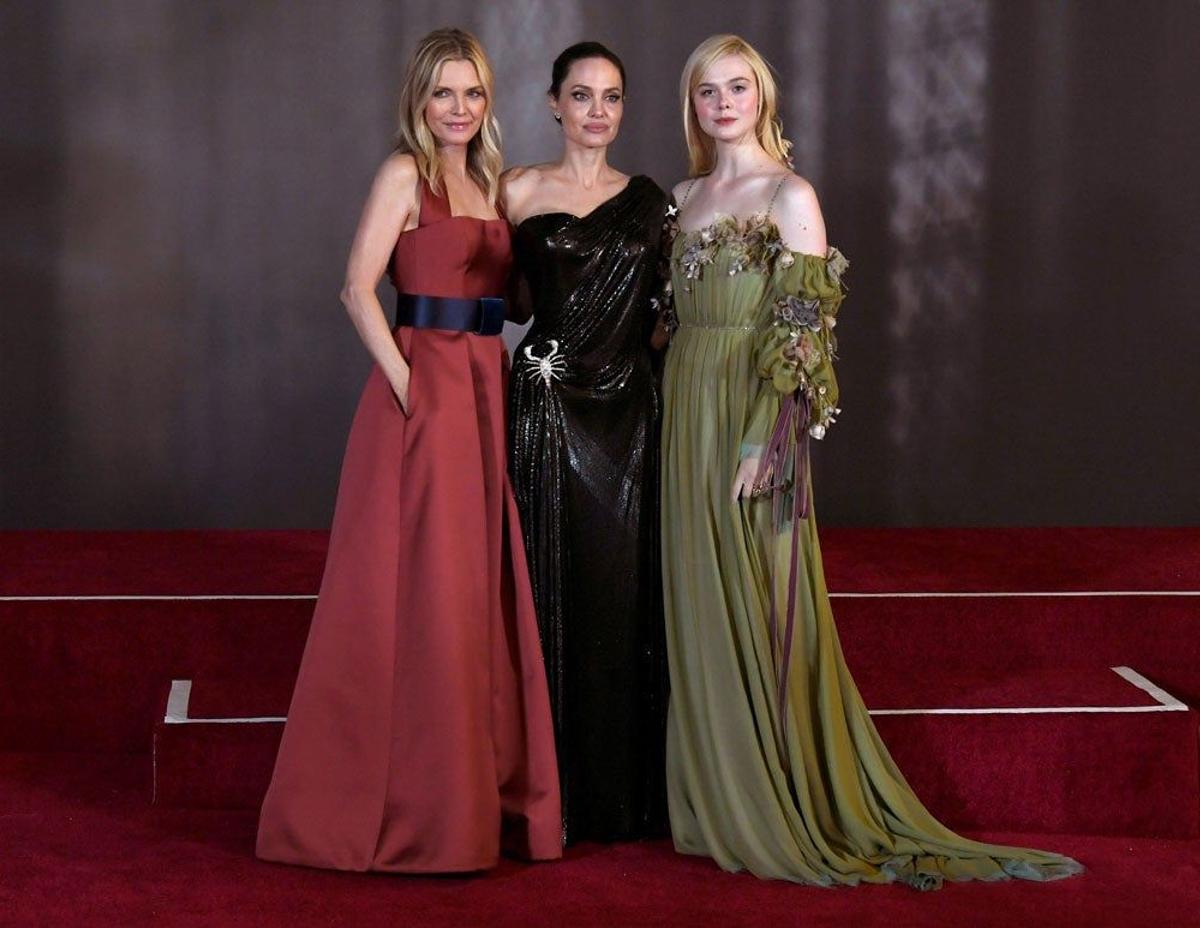 Michelle Pfeiffer, Angelina Jolie y Elle Fanning, las tres damas de 'Maléfica 2: Maestra del mal' en California
