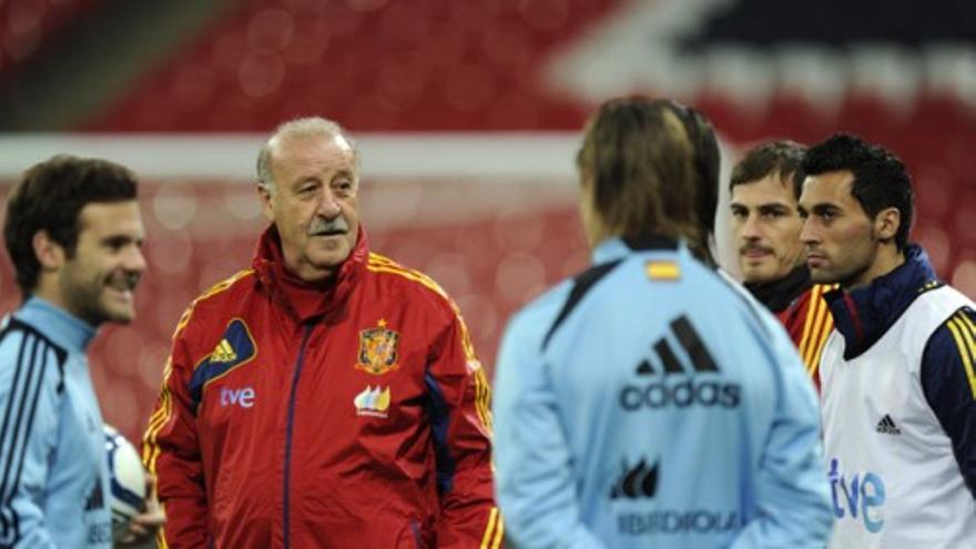 La selección española se entrena en Wembley