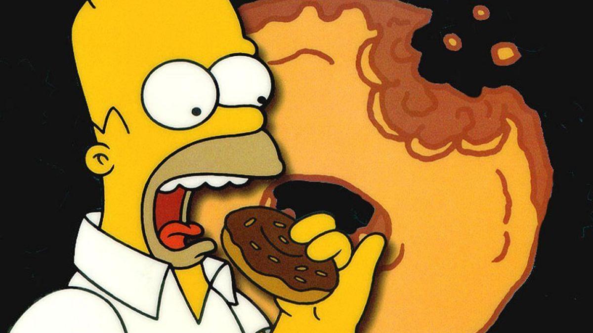 Homer Simpson comiendo una rosquilla