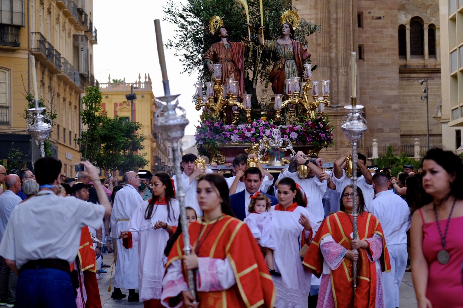 Procesión de los patronos de Málaga por las calles del Centro