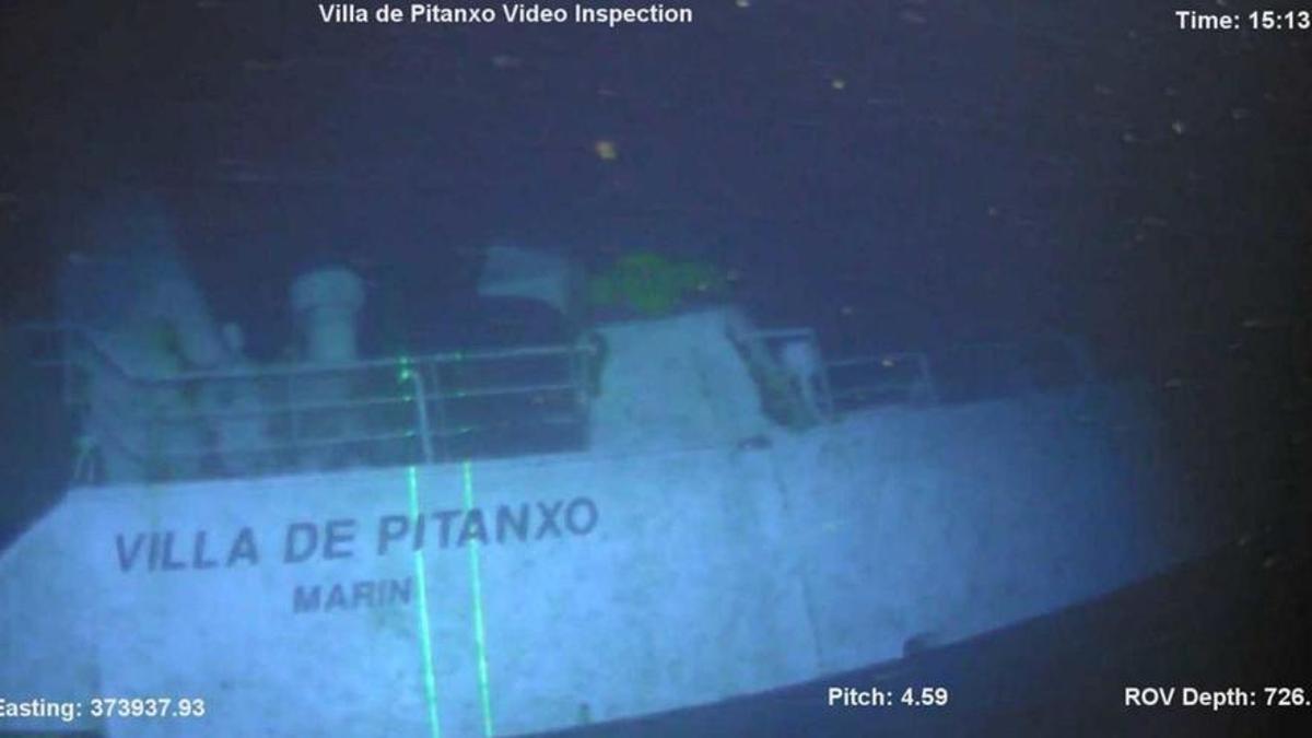 Imagen submarina del pecio del 'Villa de Pitanxo'.