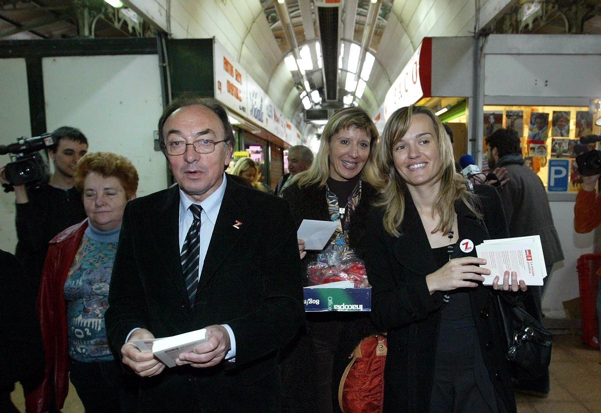 Pilar Alegría, haciendo campaña por el PSOE en las elecciones generales de 2008.