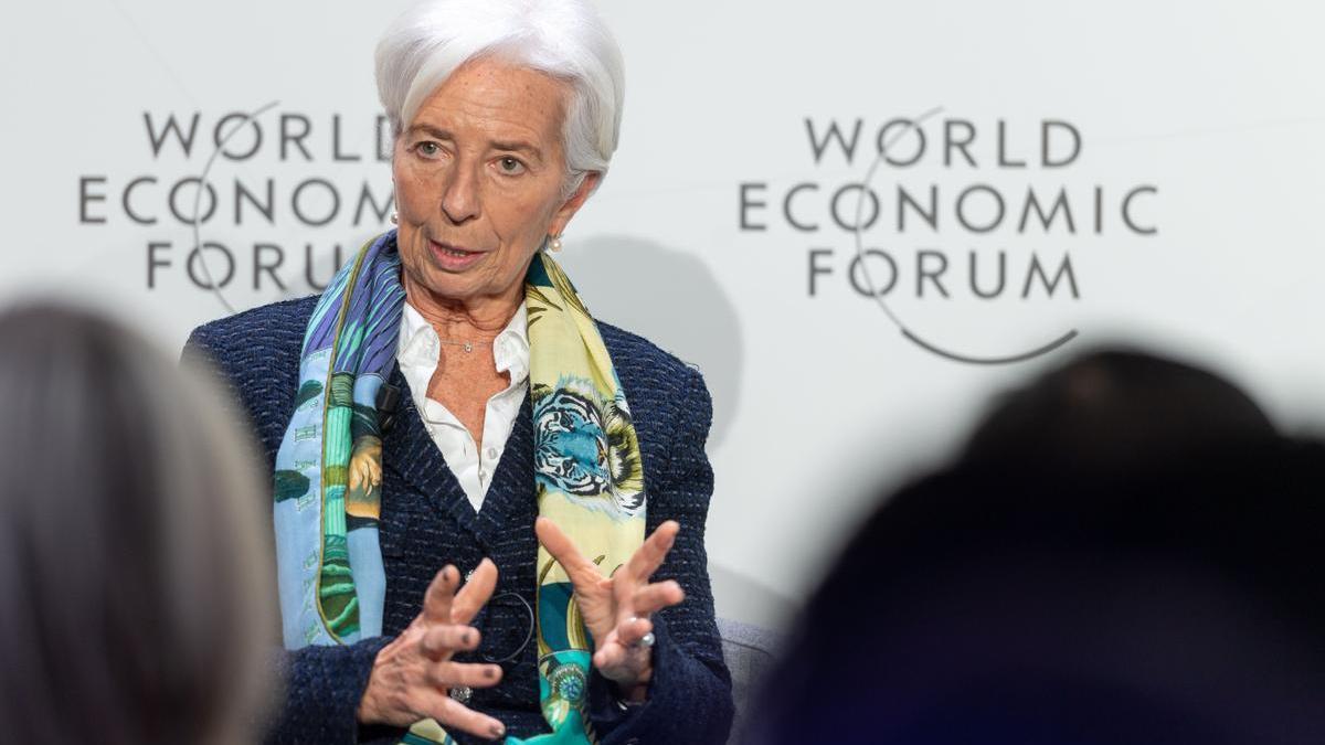 La presidenta del BCE, Christine Lagarde, en el Foro de Davos.