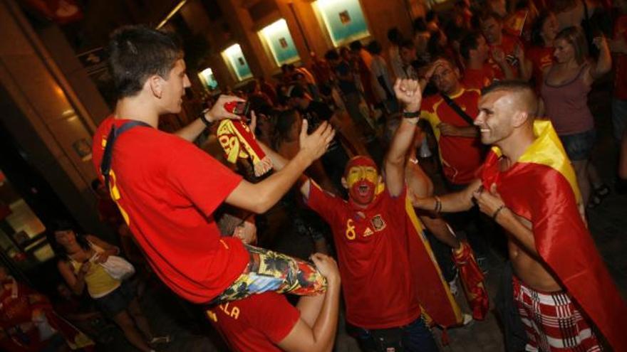 Celebración del Campeonato del Mundo de España, el pasado domingo.