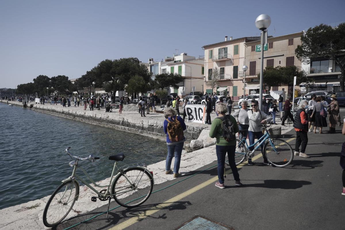 Centenares de personas forman la cadena humana para salvar el Moll de Portocolom Centenares de personas forman la cadena humana para salvar el Moll de Portocolom