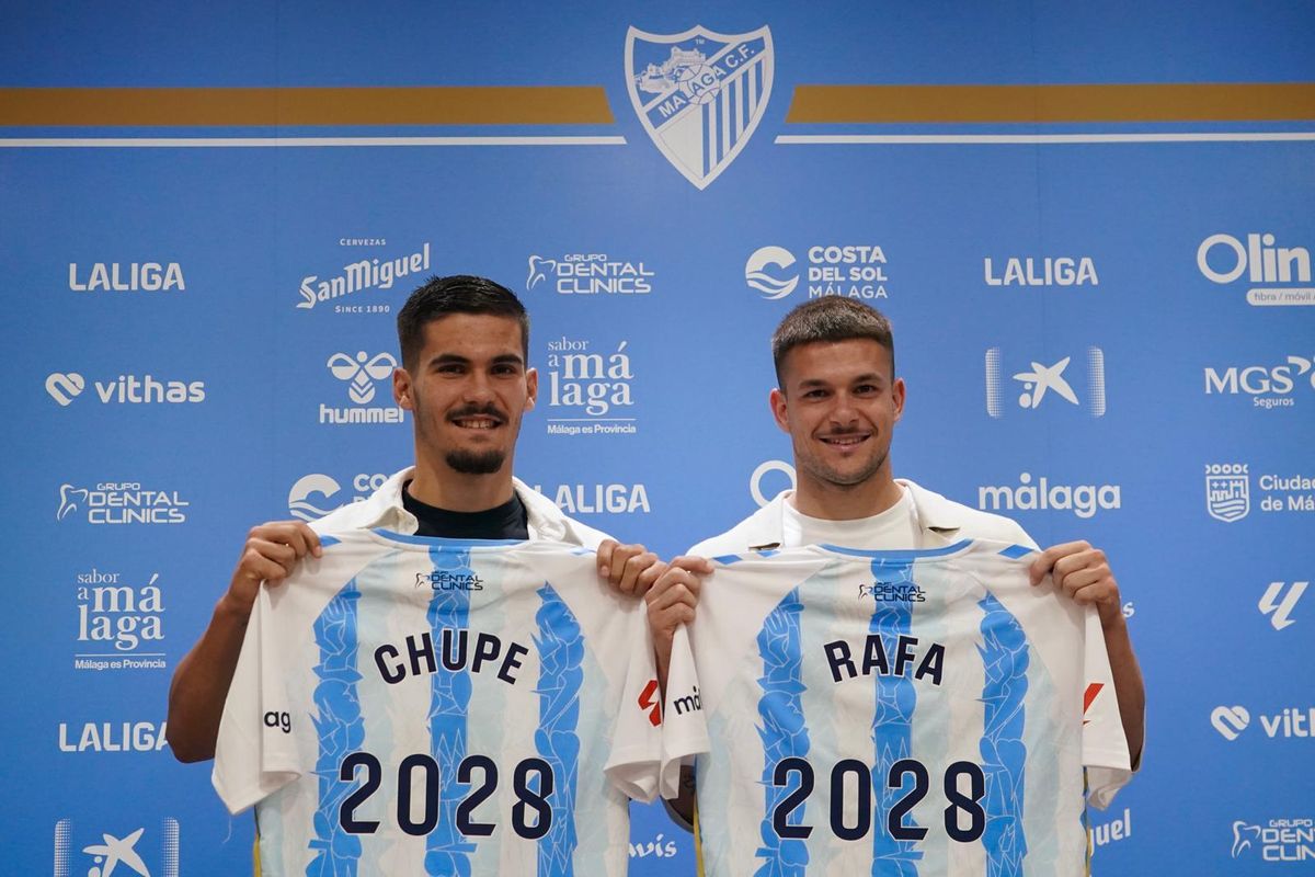 Chupete y Rafa, jugadores del Málaga CF renovados hasta 2028.