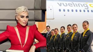 Mónica Naranjo y un equipo de azafatas de Vueling.