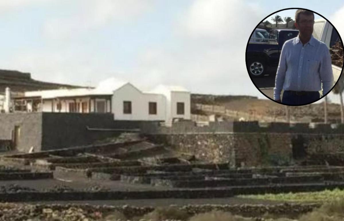 José Antonio Perera (en el recuadro) y la casa de La Florida, en el municipio de San Bartolomé, donde sufrió el asalto el 18 de enero de 2016 que le causó la muerte dos meses después