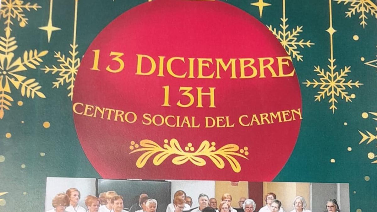 Cartel de la exposición de relojes en el centro social de El Carmen, en Langreo
