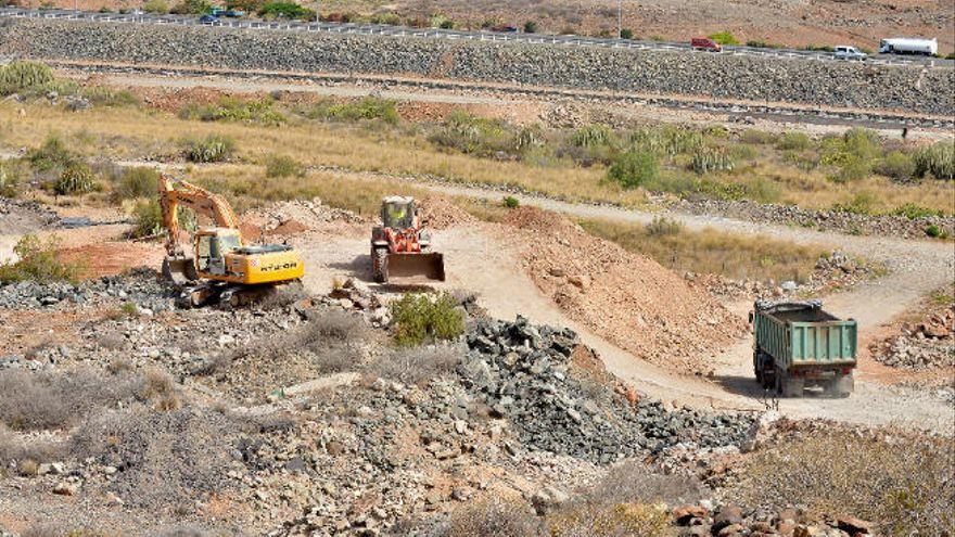 Obras para la canalización del barranco de El Veril, en San Bartolomé de Tirajana. SANTI BLANCO