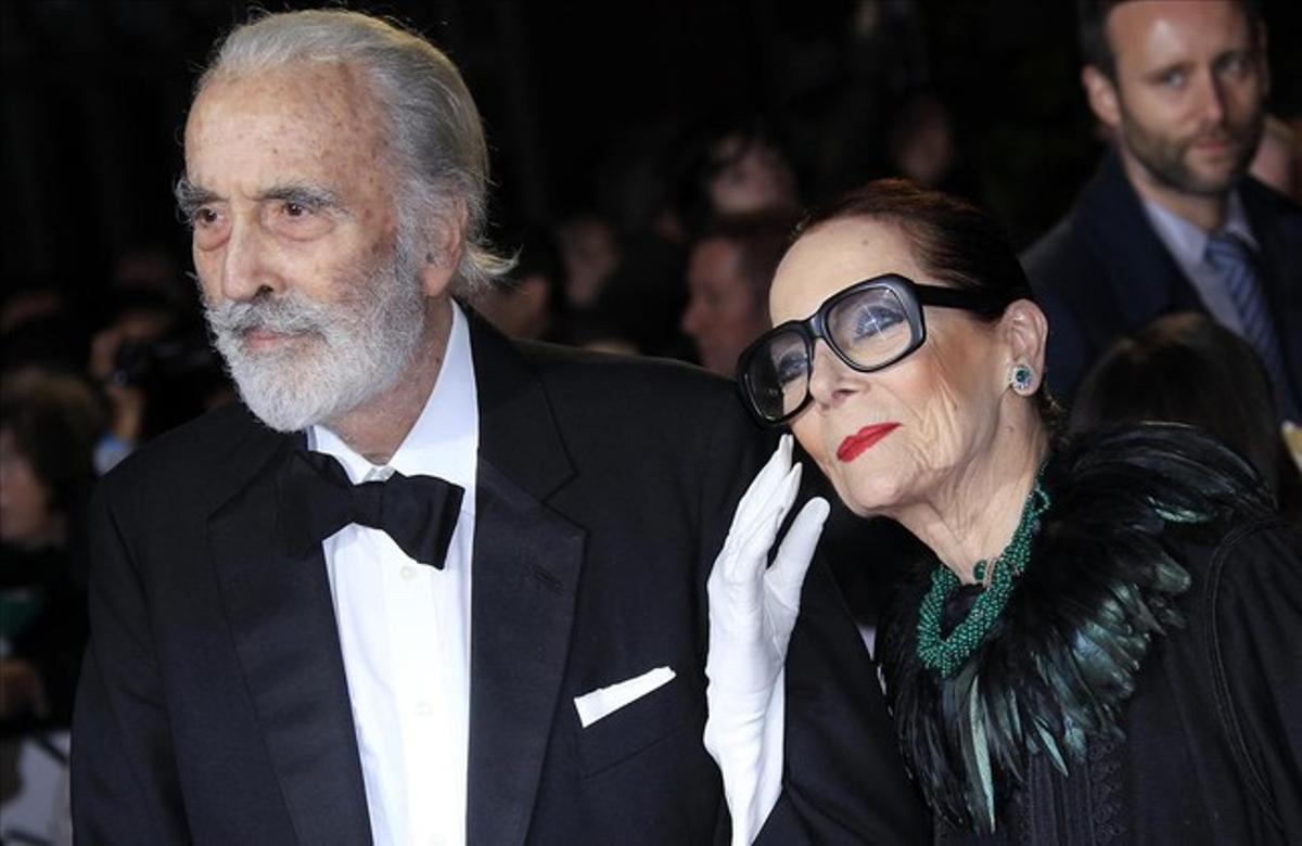 L’actor Christopher Lee, amb la seva dona, Birgit Kroencke, el 2012 al Royal Albert Hall de Londres.