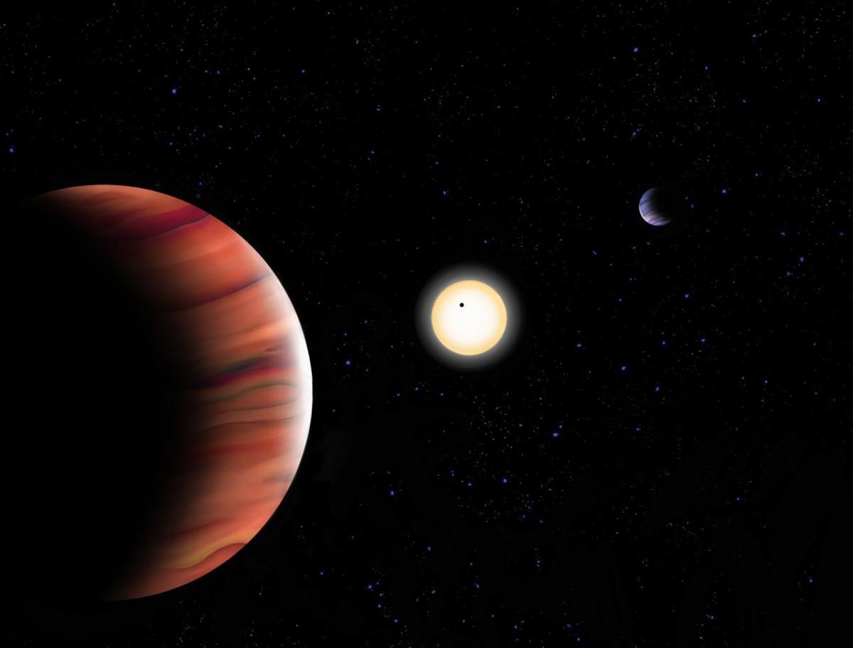 Recreación artística del sistema exoplanetario TOI-201.