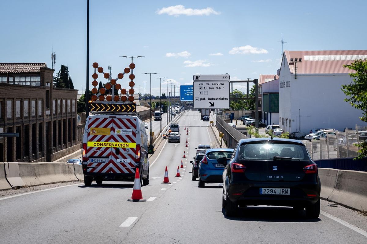 Obras en la salida de la Carretera de Castellón este miércoles
