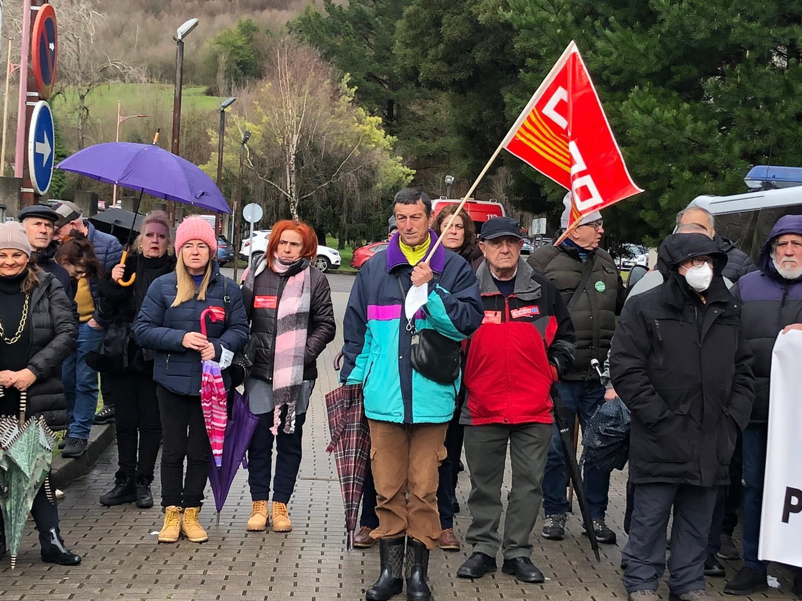 Protesta de los pensionistas en Langreo para pedir mejoras en la sanidad