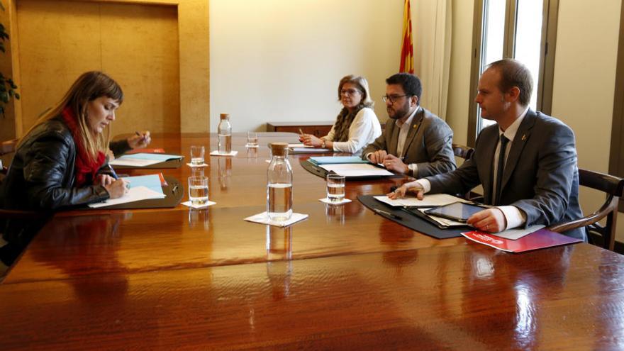 La reunió entre Pere Aragonès, Meritxell Masó, Albert Castellanos, Jéssica Albiach, i David Cid.