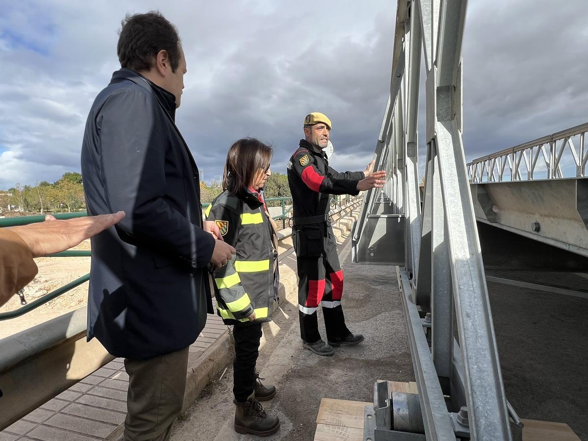Estado del puente provisional de la UME en Cheste