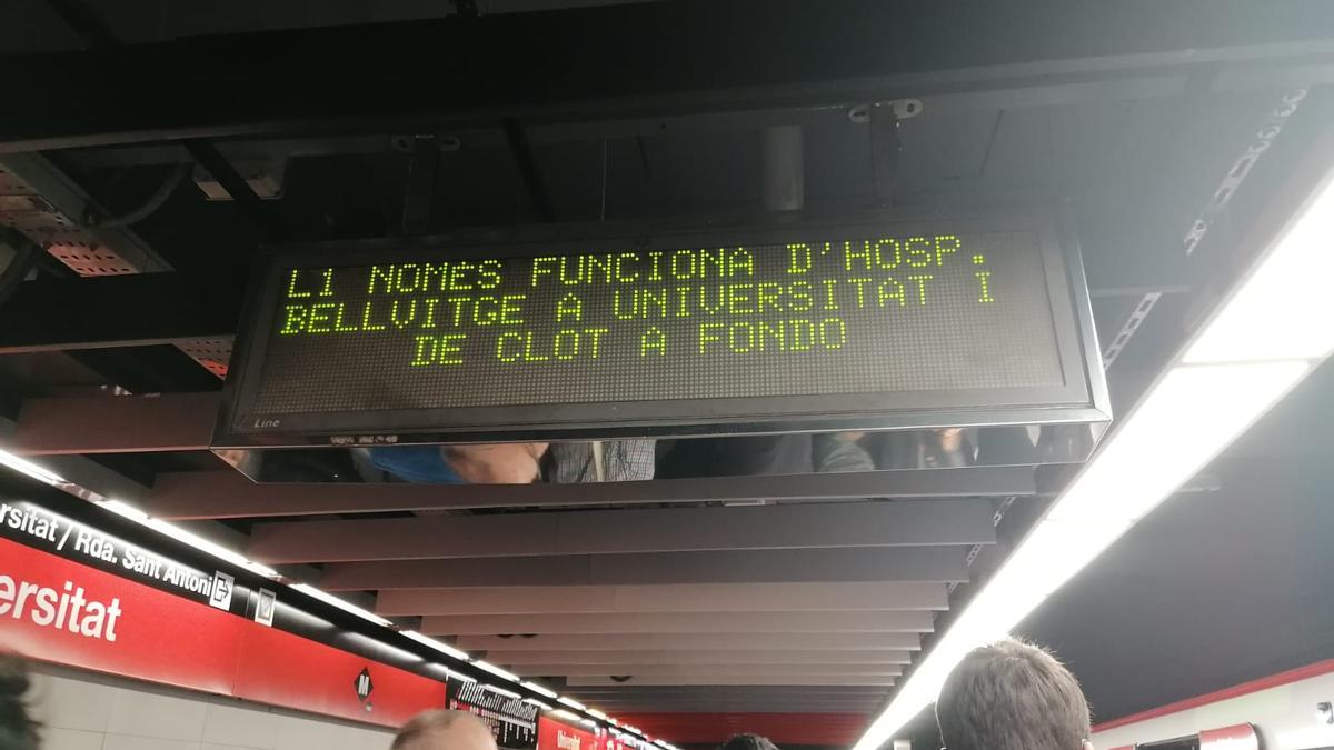 Avería en la línea 1 del metro de Barcelona.