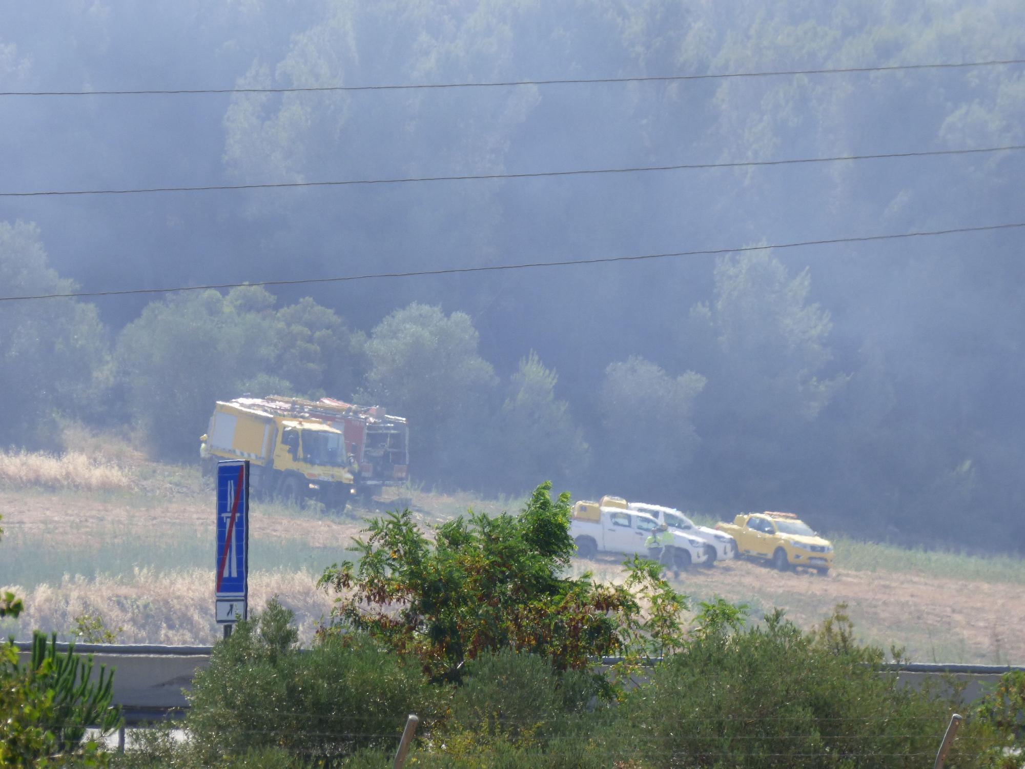 Un incendi ha cremat 3,5 hectàrees al costat de l'Ap7 a Vilafant