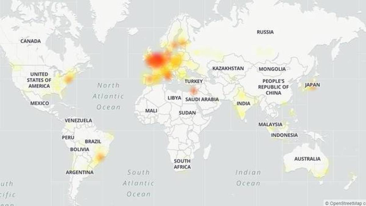 Mapa de calor del fallo de Google.