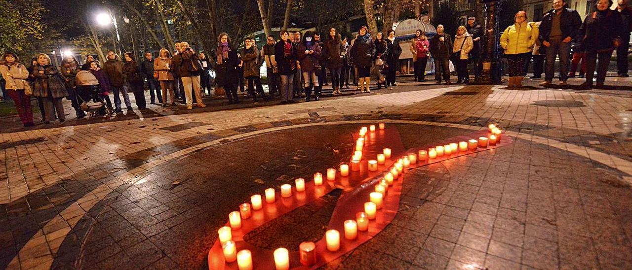 Una concentración contra la violencia de género en Langreo, en una imagen de archivo.