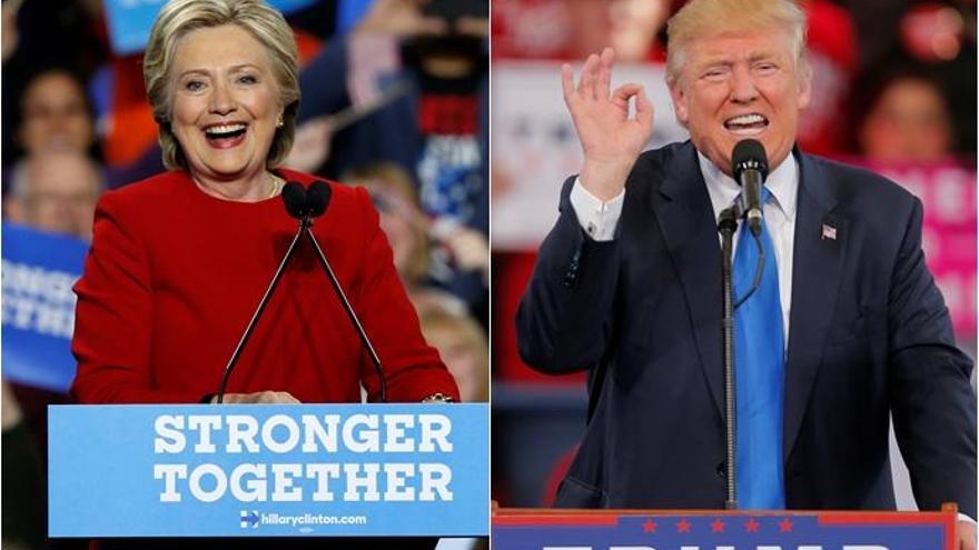 Hillary Clinton y Donald Trump, en su último día de campaña.
