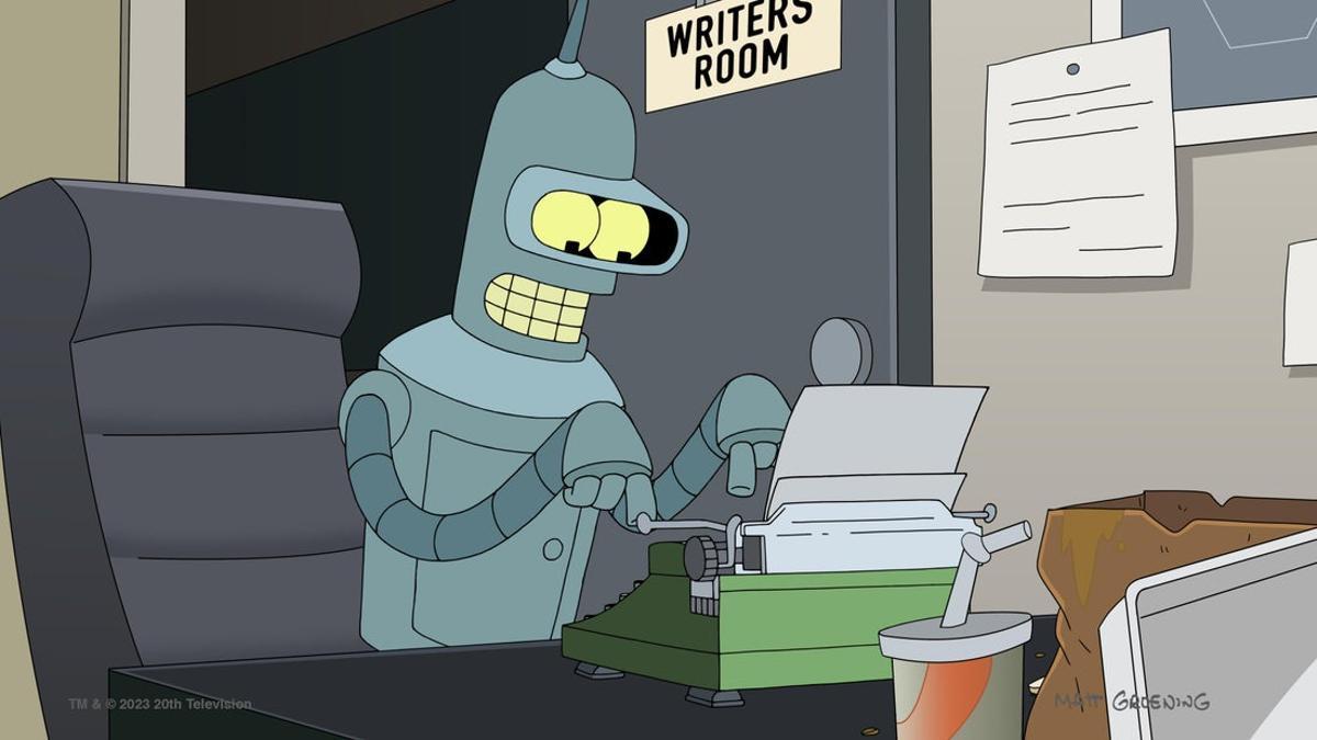 El robot Bender, escribiendo guiones a piñón en 'Futurama'.