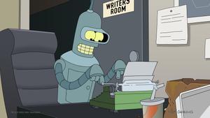 El robot Bender, escribiendo guiones a piñón en ’Futurama’.