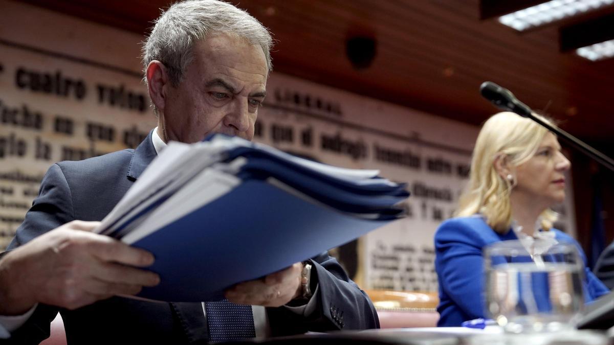 José Luis Rodríguez Zapatero, durante su comparecencia en el Senado, en la comisión sobre el rescate de Plus Ultra.