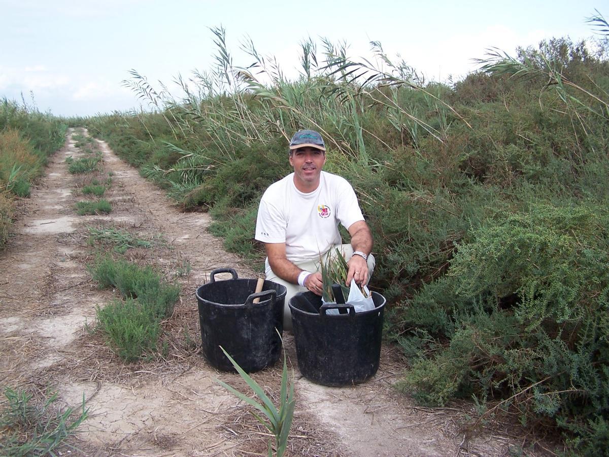 El nuevo presidente de la Junta Rectora de El Hondo, José Navarro Pedreño, en el parque natural de Crevillent y Elche durante uno de sus estudios sobre el terreno