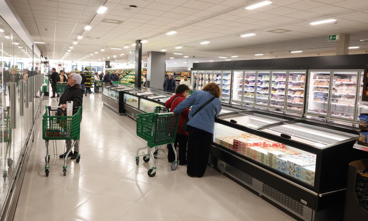 Sección de congelados de la nueva 'tienda 9' de Mercadona en Manlleu (Barcelona)