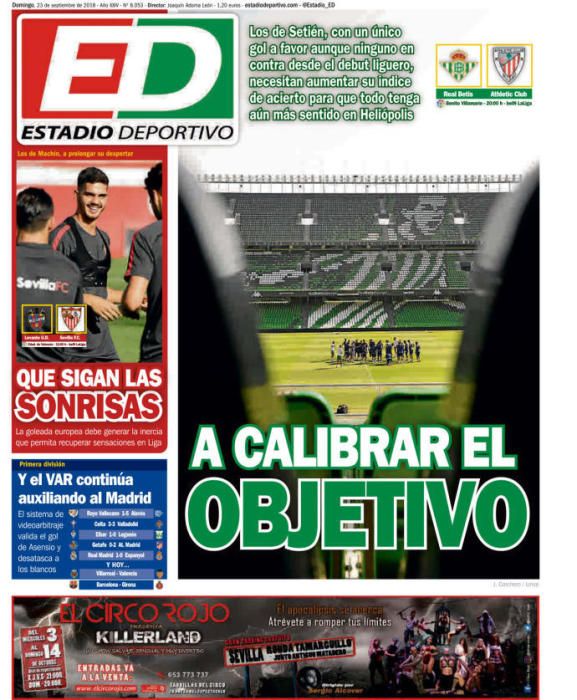 Portada ESTADIO DEPORTIVO domingo 23 septiembre