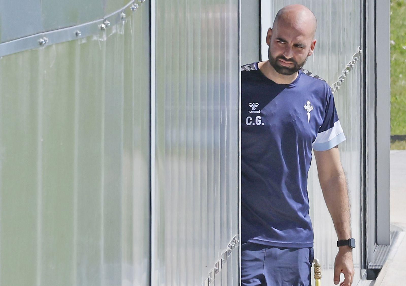 Claudio Giráldez, en Afouteza, antes de un entrenamiento