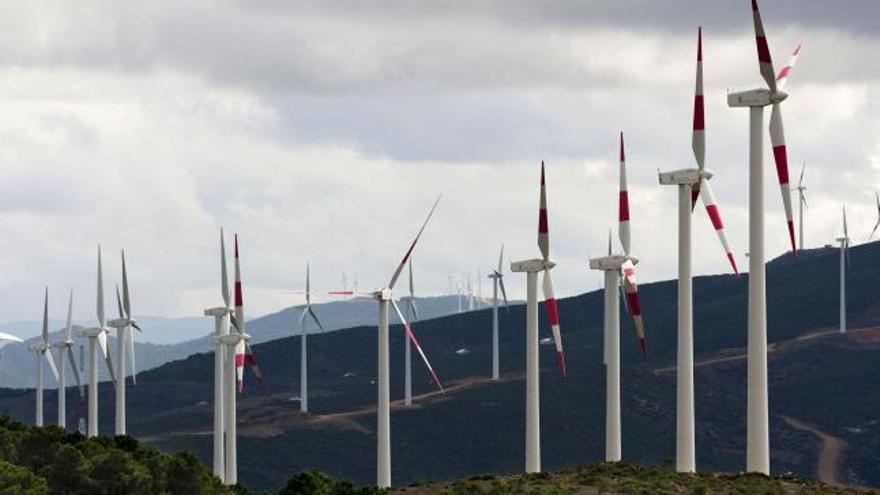 Vista parcial del parque eólico construído por la empresa Gamesa al sureste de Tánger.