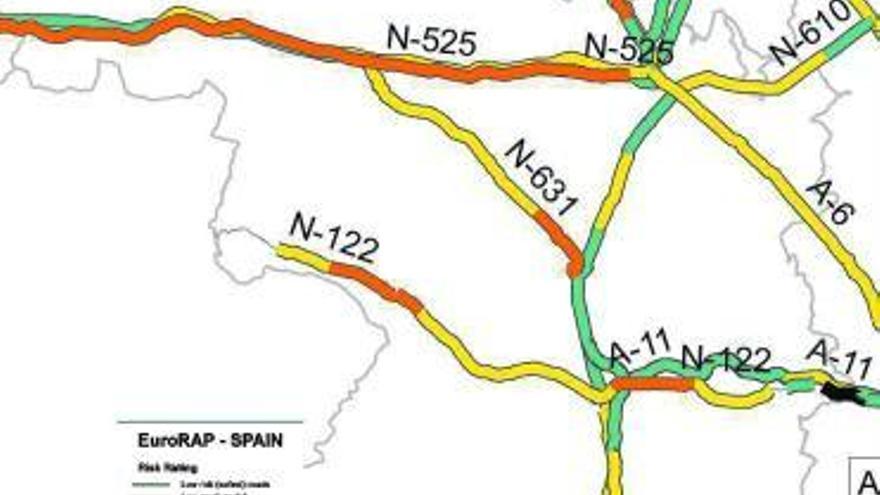 Recta de Coreses, N-122  y N-631, carreteras de mayor riesgo de Zamora