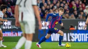 Tommy Márques conduce la pelota durante el Barça Mallorca.