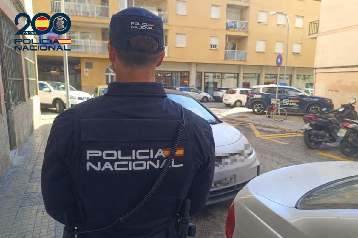 Un agente de la Policía Nacional en Palma.