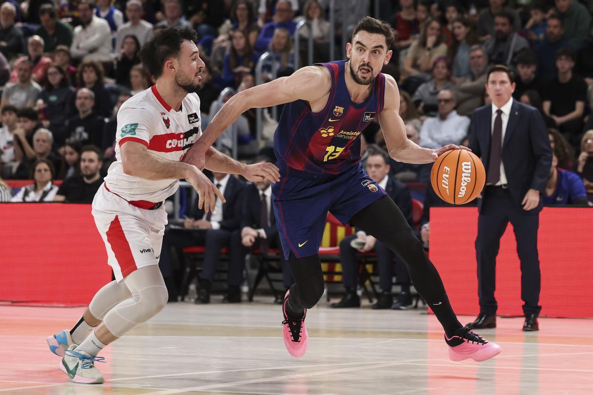 Tomas Satoransky of FC Barcelona in action during the Spanish League, Liga ACB Endesa, basketball match played between FC Barcelona and Coviran Granada at Palau Blaugrana on January 11, 2026 in Barcelona, Spain. AFP7 11/01/2026 ONLY FOR USE IN SPAIN. Javier Borrego / AFP7 / Europa Press;2026;ACB;BASKET;SPORT;ZBASKET;ZSPORT;FC Barcelona v Coviran Granada - Liga ACB Endesa
