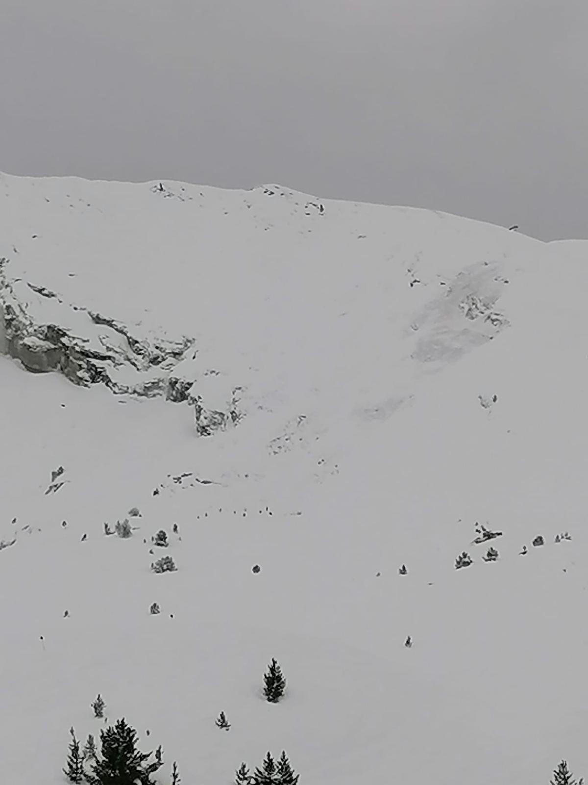 Imagen del alud de este jueves en Cerler