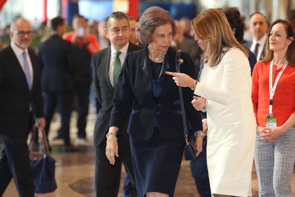 La reina emérita preside el acto inaugural del congreso nacional que alberga este fin de semana el Palacio de Congresos de Málaga