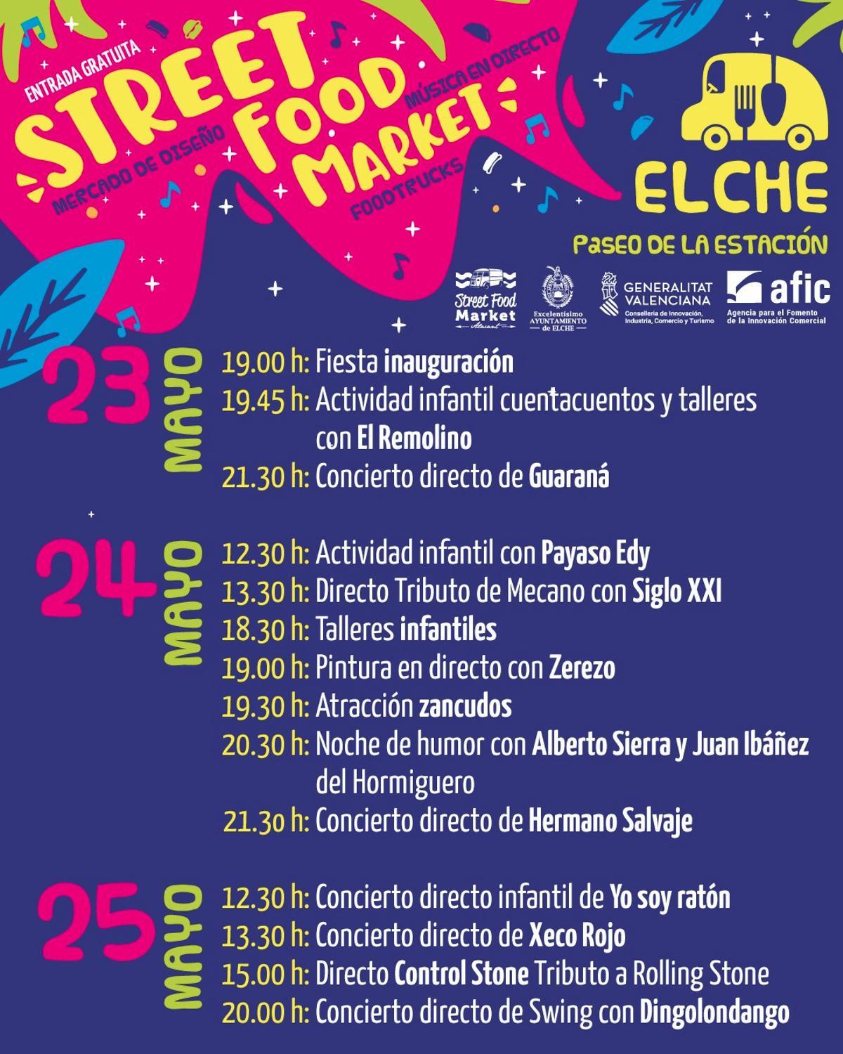 Programa de actividades en "Elx Stret Food Market"