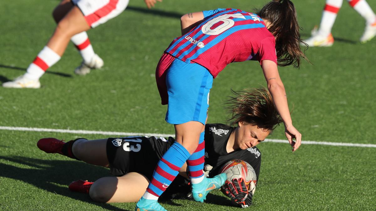 La portera Yohana, durante un partido con el Rayo Vallecano