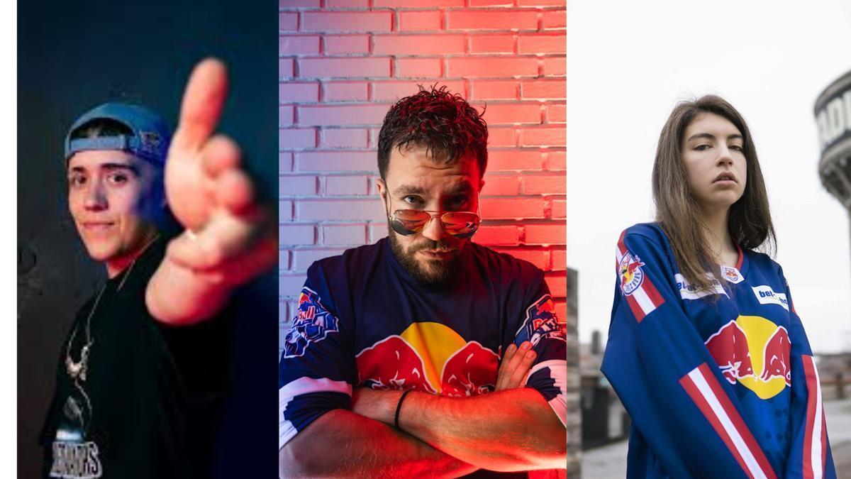 Gazir, Mr. Ego y Sara Socas, participantes de la Red Bull Regional de Zaragoza