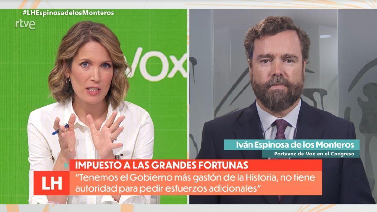 Silvia Intxaurrondo frena a Espinosa de los Monteros en TVE: &quot;Yo pongo orden en el debate&quot;.