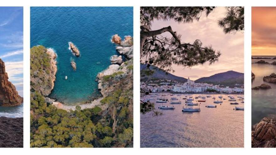 D&#039;esquerra a dreta: platja de l&#039;Illa Roja, Cala Pedrosa, Platja Gran de Cadaqués i Cala Canyet.