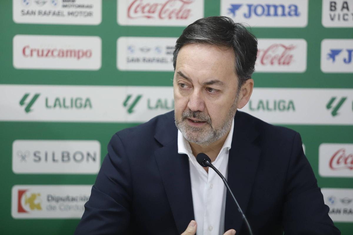 Antonio Fernández Monterrubio, CEO del Córdoba CF, en la presentación de Trilli, este jueves.