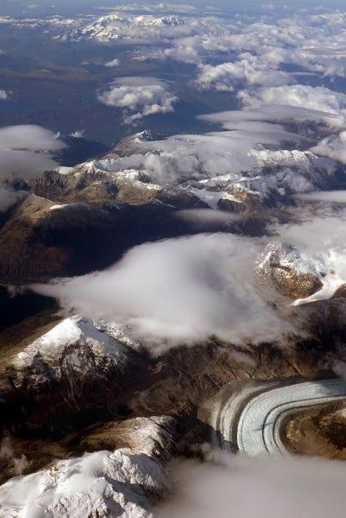 Vista aérea de un glaciar.
