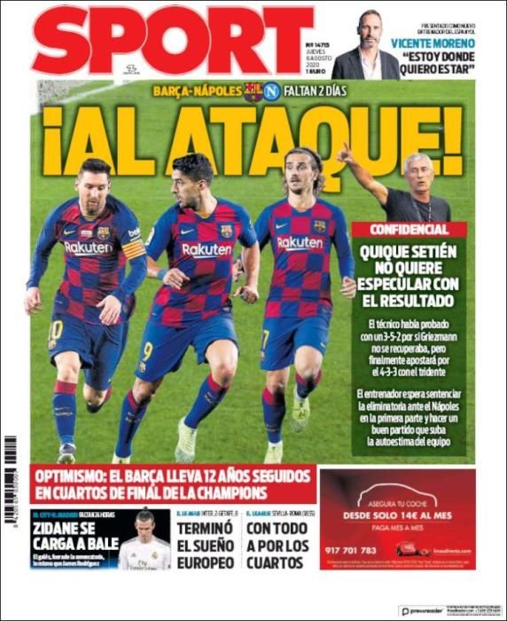 Portada SPORT jueves 6 agosto 2020