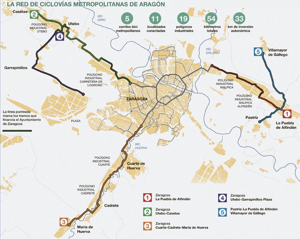 Así será la futura red de ciclovías metropolitanas, que conectarán 11 municipios y 19 polígonos industriales.